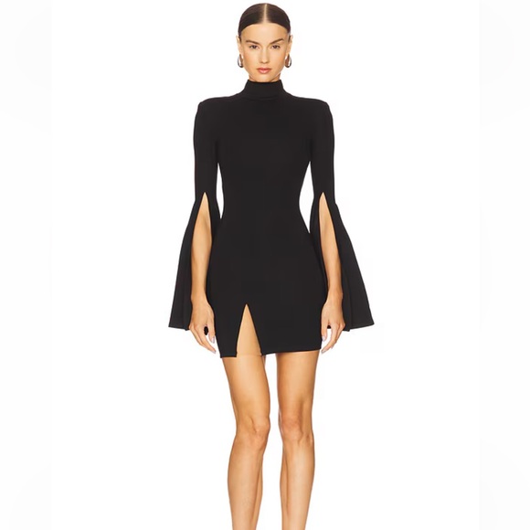 Michael Costello x Revolve Black Long Sleeve mini Dress Small NWT unlined